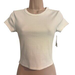 BP White Blanc Ribbed Tee Size Medium Crop NWT Stretchy Nordstrom Shirt $25.